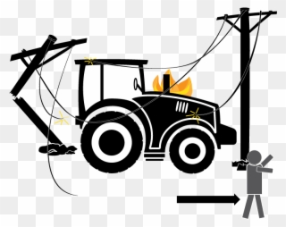 Tractor In Power Lines On Fire And Person Is Staying - Person Clipart