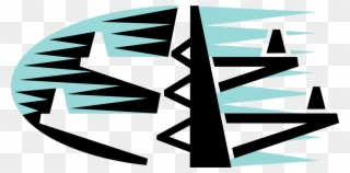 Vector Illustration Of Transmission Tower Carries Electrical - Electricity Clipart