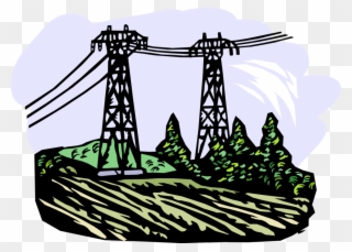 Vector Illustration Of Transmission Towers Carry Electrical - Energy Clipart