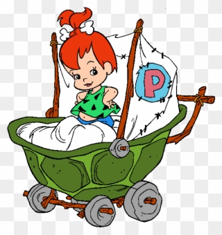 Baby Flintstones Baby Cartoon Characters Baby Clip - Pebbles Flintstones Baby Shower Invitations - Png Download