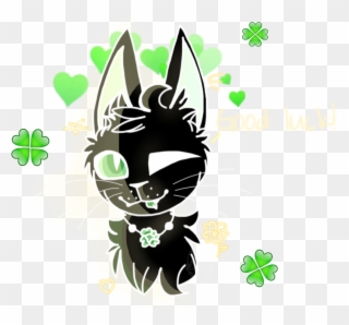 Scgoodluck Goodluck Cat Blackcat Clover Lucky Charm - Cartoon Clipart