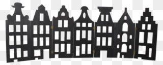 5cm Zwart - Houten Grachtenpandjes Clipart