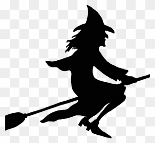 Witch On Broom Clipart Witch On Broomstick Silhouette - Transparent Background Witch Clipart - Png Download
