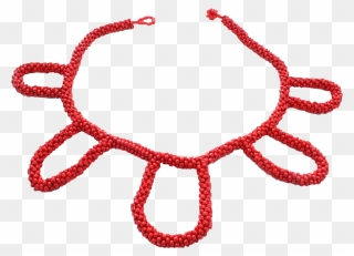 African Handmade Necklace Rolo Red Beads - Necklace Clipart