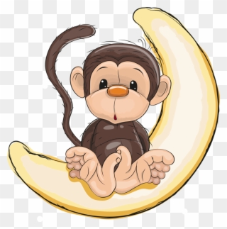 Firefly Clipart Baby - Monkey And Moon Clipart - Png Download