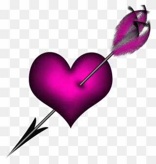 Clipart Arrows Primitive - Purple Heart With Arrow - Png Download