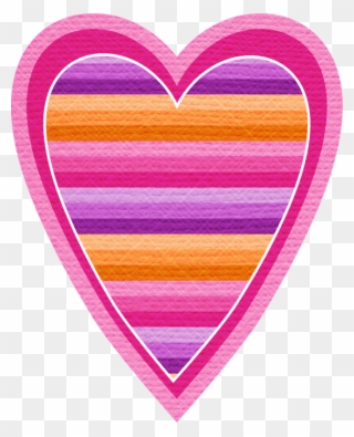 Striped Pink, Orange, Purple ~ Heart - Heart Clipart