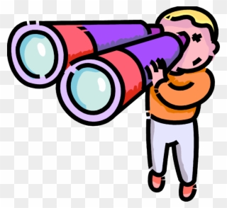 Vector Free Stock Boy Looks Through Binoculars - Binoculars Clip Art - Png Download