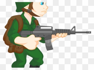 Assault Riffle Clipart Soldier Gun - Soldier Cartoon - Png Download