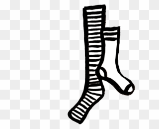 Socks Clipart Mismatched Sock - Crazy Sock Clipart Black And White - Png Download