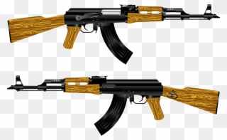 Picture Transparent Stock Clipart Gun Real Graphics - Ak 47 Silhouette - Png Download
