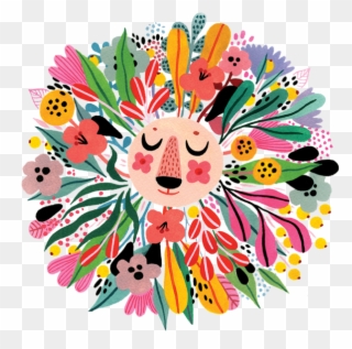 Floral Lion - Illustration Clipart