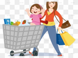 Mommy Clipart Shopping - Mom Grocery Shopping Clipart - Png Download