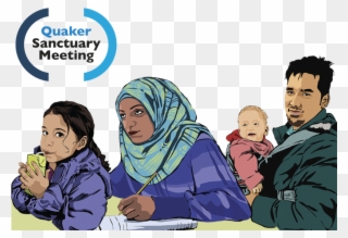 Clip Art Black And White Quaker Asylum And Refugee - Cartoon - Png Download
