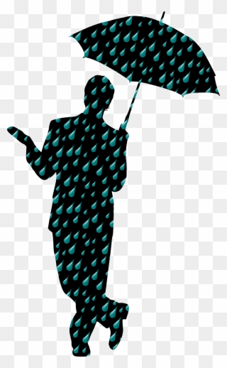 Umbrella Silhouette Rain Woman Person - Rain Man Clipart - Png Download