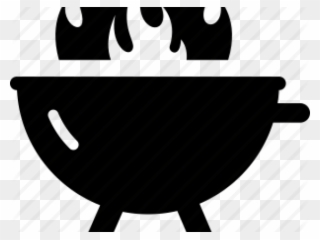 Grilled Food Clipart Flaming Grill - Bbq Flames Silhouette - Png Download