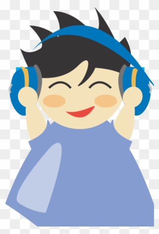 Free Boy With Headphone5 - Listening With Headphones Cartoon Clipart
