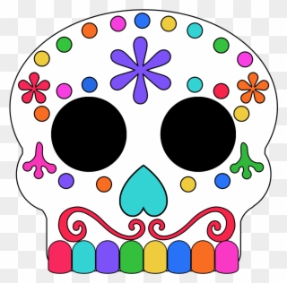 Colored In Day Of The Dead Sugar Skull Masks - Calavera Clipart