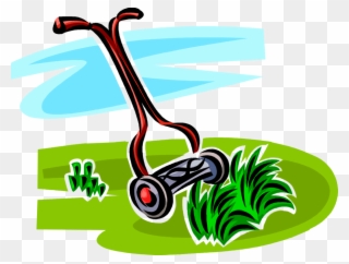 Vector Illustration Of Yard Work Push Lawn Mower Cuts - Grass Cutter Clip Art - Png Download