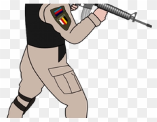 Soldiers Clipart Comic - Soldier Clipart With Gun - Png Download