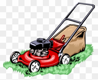 Vector Illustration Of Yard Work Lawn Mower Cuts Grass - Lawn Mower Clipart