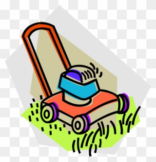 Vector Illustration Of Yard Work Lawn Mower Cuts Grass - Draw A Lawn Mower Clipart
