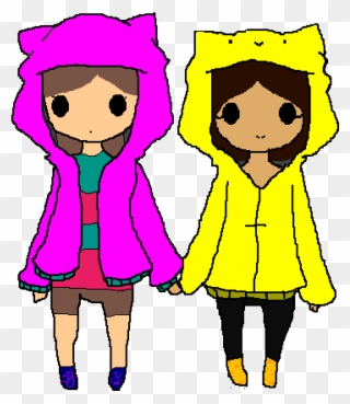 A Shy Friend And A Happy Friend - Nerdy Anime Gril Clipart