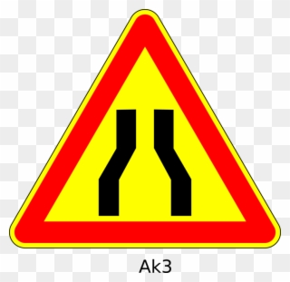 Traffic Sign Warning Sign Road - Road Narrows On Both Sides Clipart