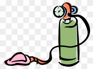Vector Illustration Of Home Medical Oxygen Cylinder - Oxygen Tank With Mask Cartoon Clipart