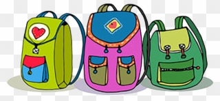 Three Vector Colorful Children Backpacks Isolated On - Backpack Clipart