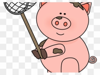 Pig In Mud Clipart - Gold Heart - Png Download