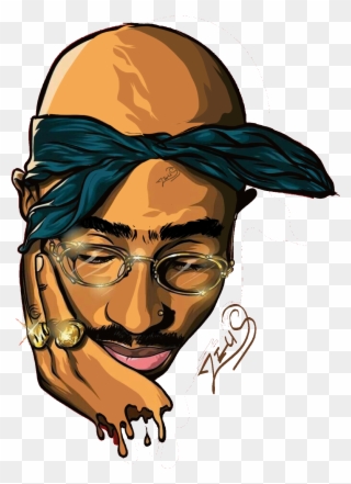 Rapper Vector Tupac Shakur Vector - Cartoon Tupac Clipart