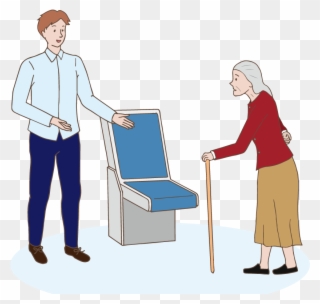 A Man Gives Up His Seat For Old Lady - Give Up Seat Clip Art - Png Download