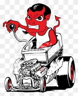 Devil Driving Hot Rod - Car Clipart