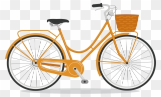 City Bicycle Step Through Frame Kickstand Orange - Lady Bike Clipart