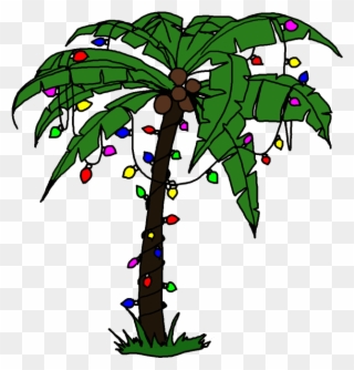 Palm Tree With Christmas Lights Art Clipart
