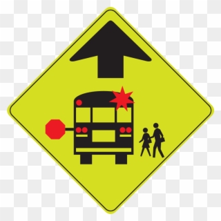 Medium Image - School Bus Stop Ahead Sign Clipart