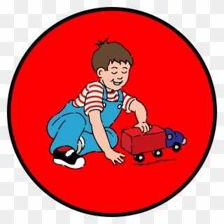 Little Boy Playing With Car In Red Circle Clip Art - Clip Art - Png Download