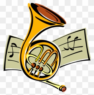 Vector Illustration Of French Horn Brass Musical Instrument - 10 Solos For The Beginning To Intermediate Horn Player Clipart