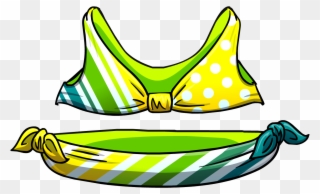 Lemon Lime Stripe Bikini - Free Penguin Codes Bikinis Clipart