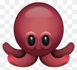 This Sweet Red Octopus Has Long Legs And Two Big Eyes - Octopus Emoji Png Clipart