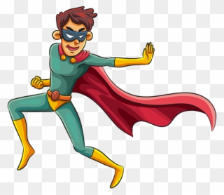 Cartoon Superhero With A Mask In Fighting Pose - Superhero With A Mask Clipart