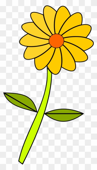 Yellow Common Sunflower Cartoon Blue - Yellow Flower Cartoon Clipart