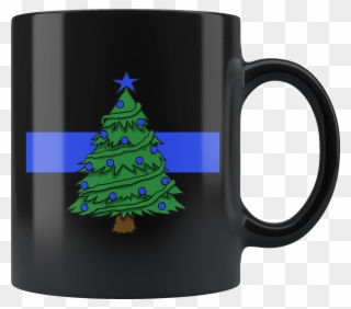 Thin Blue Line Christmas Tree Mug - Mug Clipart