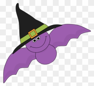 Bat With Witches Hat - Halloween Clipart