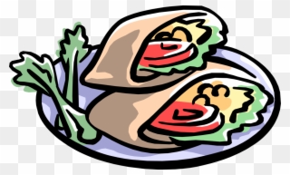 Vector Illustration Of Pita Pocket Flatbread Sandwiches - Pita Bread Clip Art - Png Download