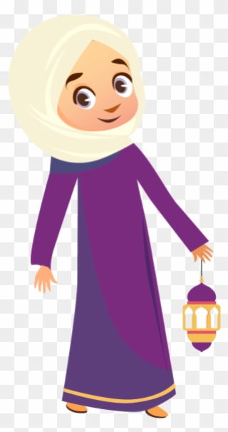 Eid Mubarak Calligraphy Fiter Muslim Girl - Hijab Girl Vector Png Clipart