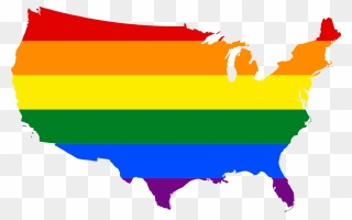 Lgbt Flag Map Of The United States Of America - Lgbt United States Clipart
