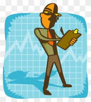 Vector Illustration Of Businessman On Graph With Clipboard - Technical Writing Gif - Png Download