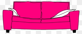 Sofa Clipart Animated - Cartoon Sofa With Pillows - Png Download